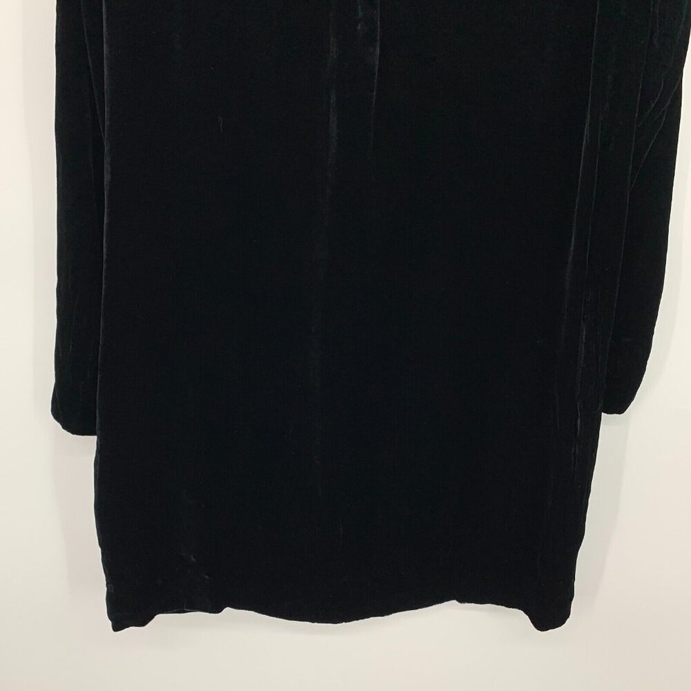 COS Dress Velvet Black Ruched Long Sleeve Rayon Silk Blend Shift - Picture 12 of 13